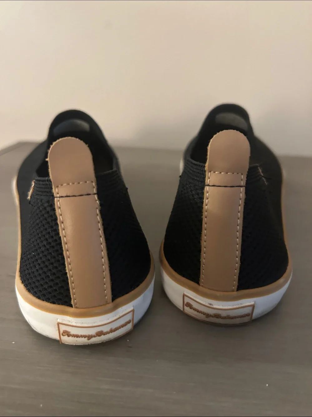 Tommy Bahama Black Slip-On Knit Loafers with Tan Trim